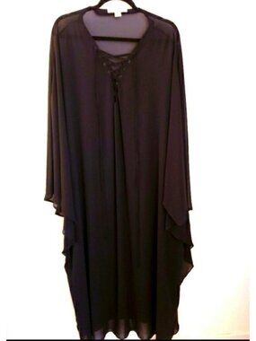 Victoria Secret  Oversize Sheer Lace Up Front Caftan Sz M Fits up to 4X IMO EUC